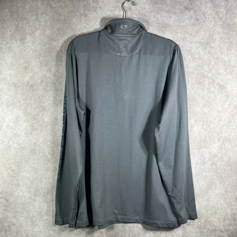 Vineyard Vines Sweater Men Large Gray Quarter Zip Pullover Outdoor Preppy Casual